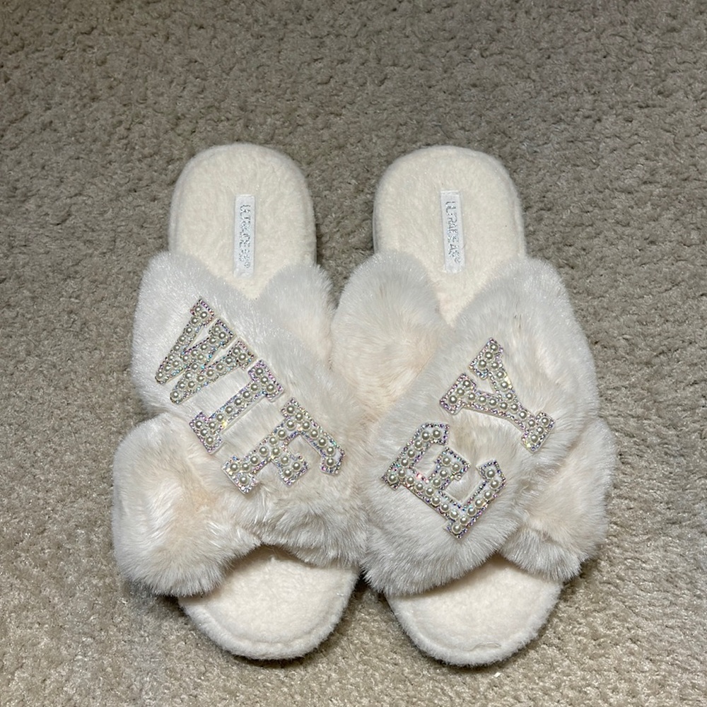 White Wifey/Bride Slippers